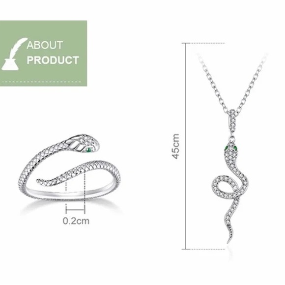 Sterling Silver Platinum Plated Necklace and Adjustable Ring - Picture 9 of 10